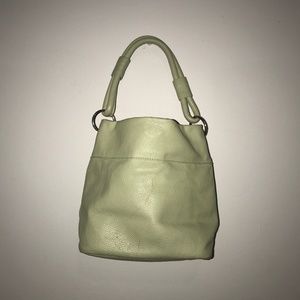 Adorable green leather bucket bag.